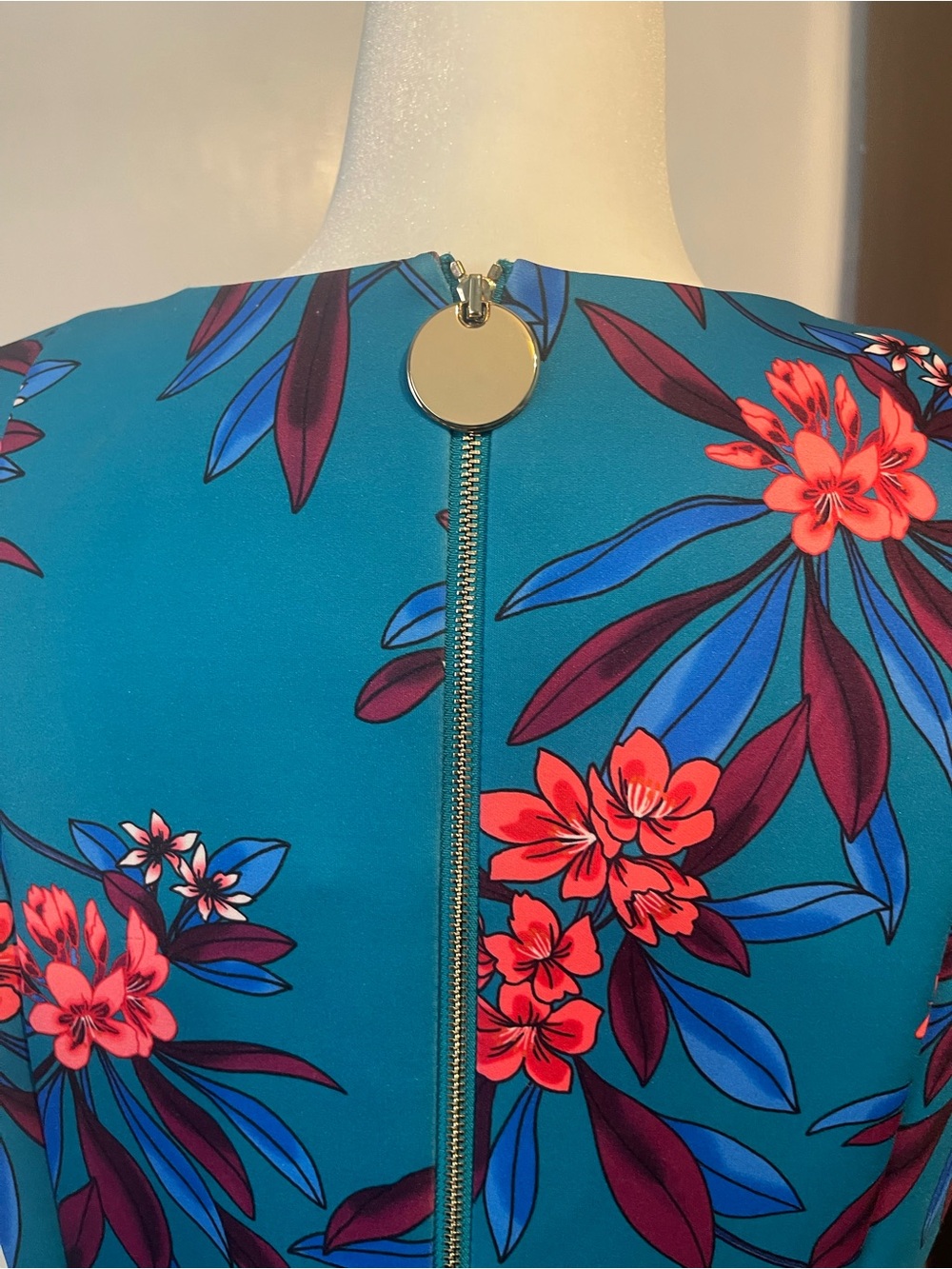 Calvin Klein  elegant Teal Floral V-Neck Sleeveless Maxi Dress size 14 - Picture 9 of 15